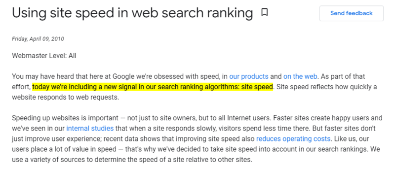Site Speed Affects Search Ranking