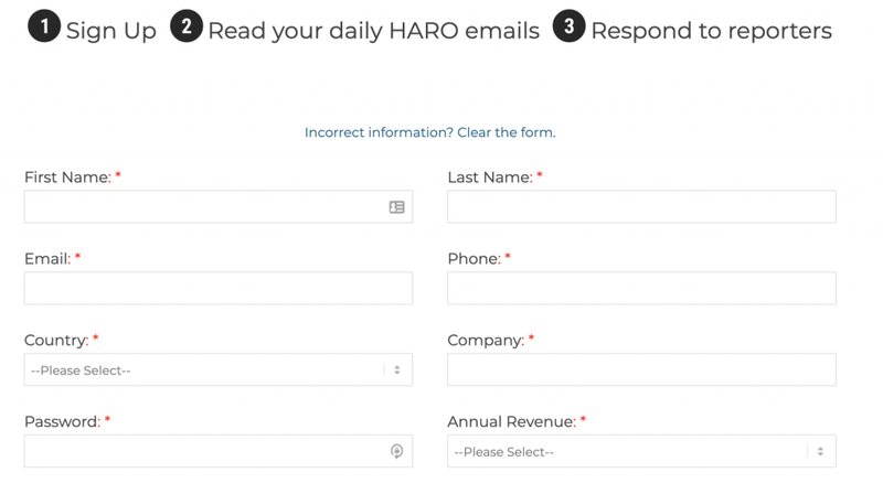 Sign Up HARO