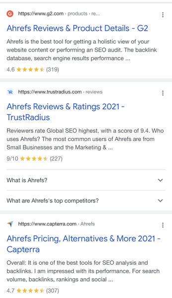 Reviews Rich Snippets Example