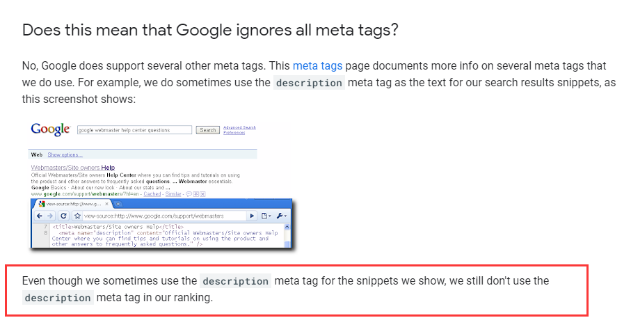 Google Don‘t Rank Meta Description