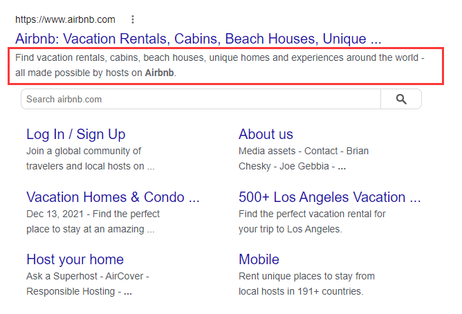 Examples of Meta Descriptions in Search Results