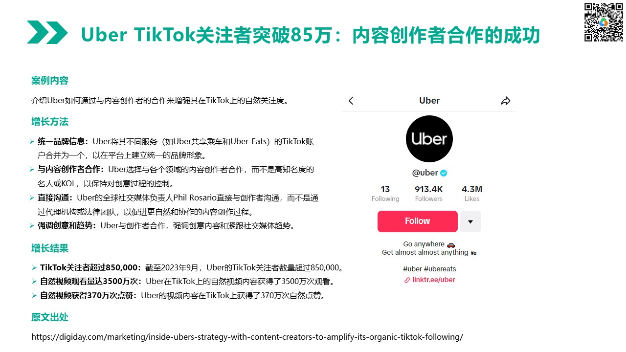 Uber TikTok关注者突破85万：内容创作者合作的成功
